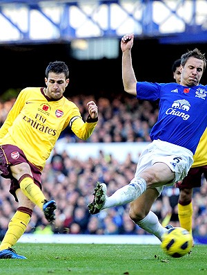 fabregas arsenal jagielka everton (Foto: agência Getty Images)