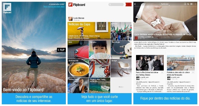 O Flipboard permite acompanhar as atualizações de outras redes sociais (Foto: Divulgação)