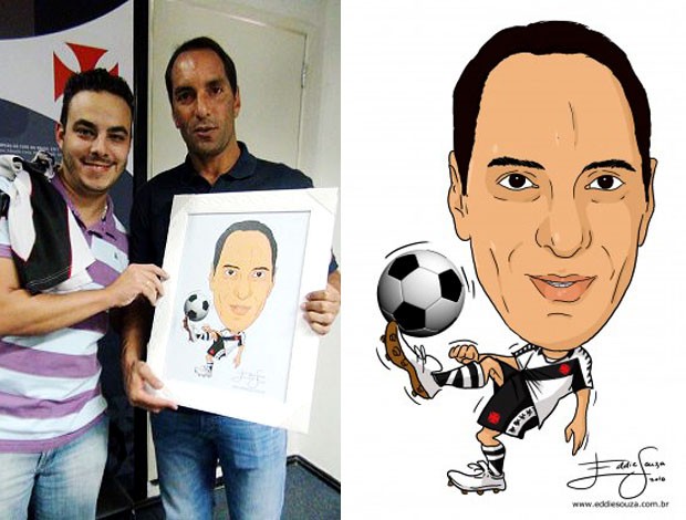 Edmundo ganha caricatura de fã Vasco (Foto: Eddie Souza / Arquivo Pessoal)