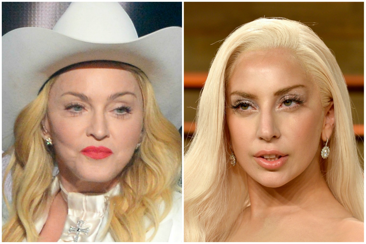 Mais uma, e talvez a mais conhecida, inimiga de Lady Gaga: Madonna. A rainha do pop, assim como muitas pessoas mundo afora, achou a música 'Born This Way', de Gaga, parecida demais com a sua 'Express Yourself', hit na virada dos anos 80 para os 90. Gaga disse que havia negociado o uso da canção de Madonna, a cantora veterana negou, e o climão azedou de vez quando, em uma entrevista para televisão, a estrela de 55 anos afirmou considerar a de 28 "redutiva" em termos artísticos. Gaga respondeu pelo Twitter: "Eu não quero a p***a do seu trono". (Foto: Getty Images)
