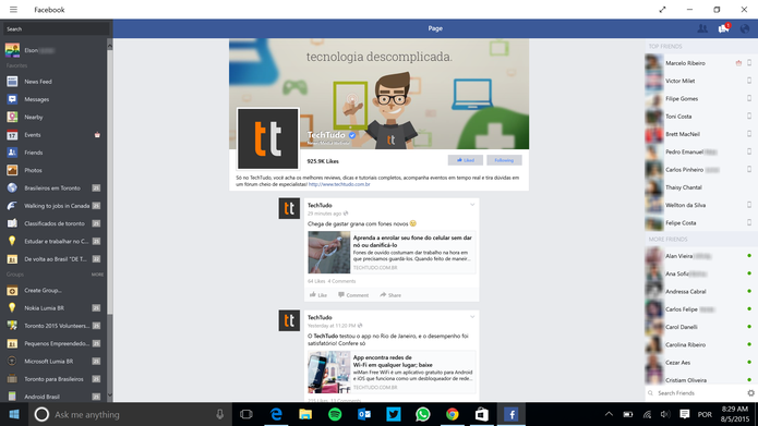 Facebook tem aplicativo para Windows 8 e 10 que dispensa navegador (Foto: Reprodução/Elson de Souza)