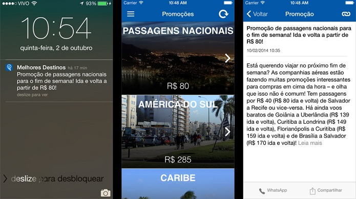 Descubra as promoções de passagens aéreas com o Melhores Destinos (Foto: Divulgação/AppStore)