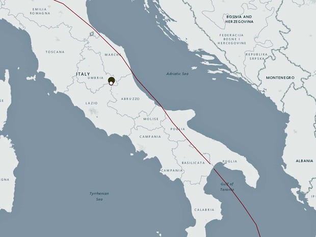 Forte terremoto atinge a região central da Itália (Foto: Reprodução / USGS)