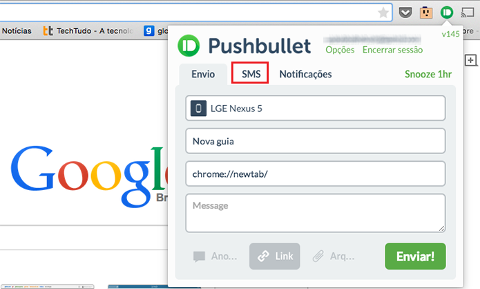 pushbullet send sms