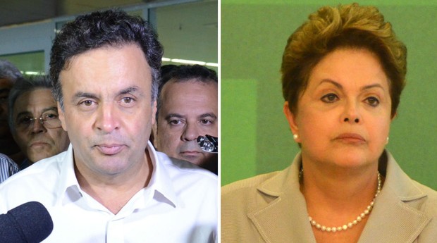 Aécio Neve e Dilma Rousseff, nesta quarta-feira, ao falar sobre a trágica morte de Eduardo Campos (Foto: Agência O Globo)