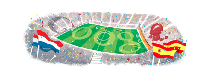 Doodle do Google da final da Copa de 2010 entre Espanha e Holanda (Foto: Reprodução/Google) Doodle do Google da final da Copa de 2010 entre Espanha e Holanda (Foto: Reprodução/Google)