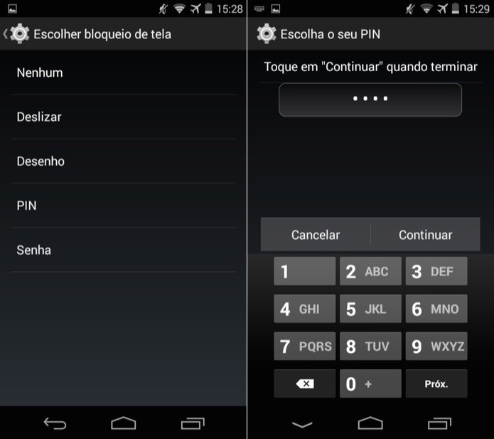 Alterando a senha de bloqueio do Android (Foto: Reprodução/Helito Bijora)