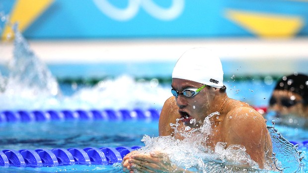Thiago Pereira na prova de natação 200m medley em Londres (Foto: Satiro Sodré / Agif)