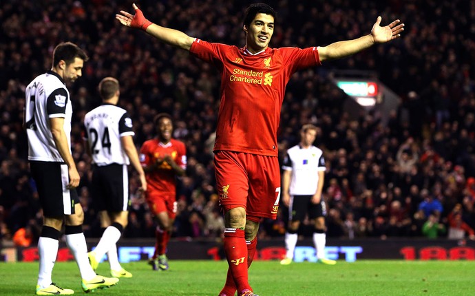 Luis Suarez  comemoração do Liverpool contra o Norwich City (Foto: Getty Images)