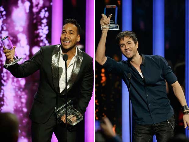 Dominicano Romeo Santos e o espanhol Enrique Iglesias dominaram a noite de premiação. (Foto: Lynne Sladky / AP Photo)