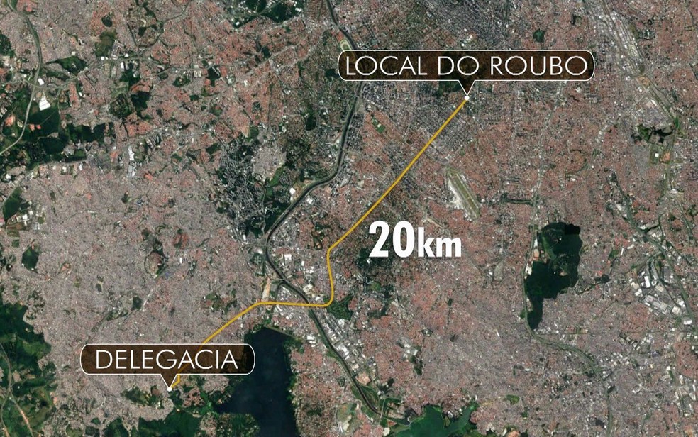 Roubo ocorreu a 20 km do local onde caso foi registrado (Foto: TV Globo/Reprodução)