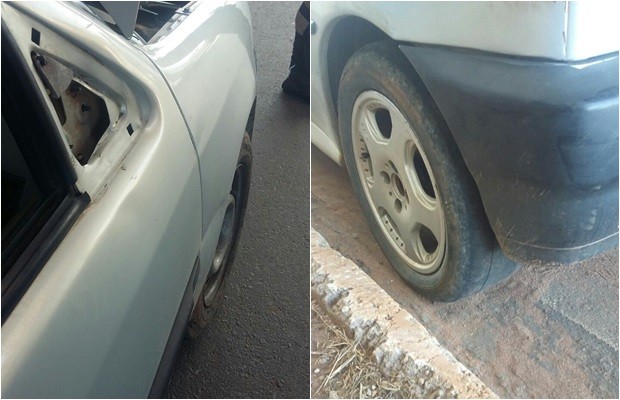 Carro dirigido por cadeirante não tinha retrovisor e apresentava pneus carecas, em Goiás (Foto: Divulgação/PRF)
