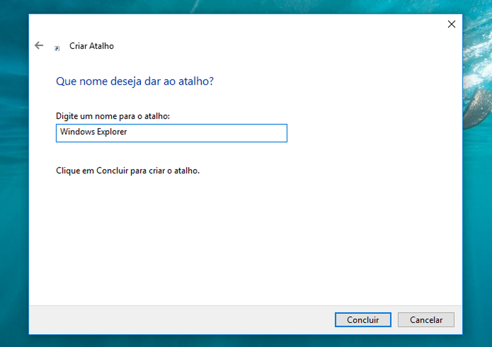 Digite um nome para o novo atalho (Foto: Reprodução/Helito Bijora)