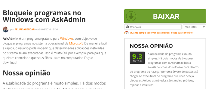 Baixe o programa AskAdmin e instale-o (Foto: Camila Peres/TechTudo)