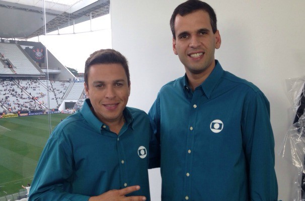 Demetrius Garcia e Rodrigo Gabrioti, da equipe da TV TEM (Foto: Arquivo Pessoal)