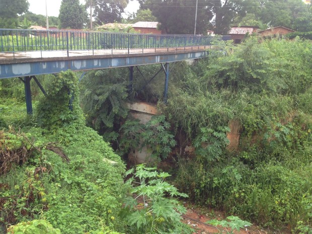 Jovens pulavam desta passarela em cima do trem (Foto: Gil Oliveira/G1)