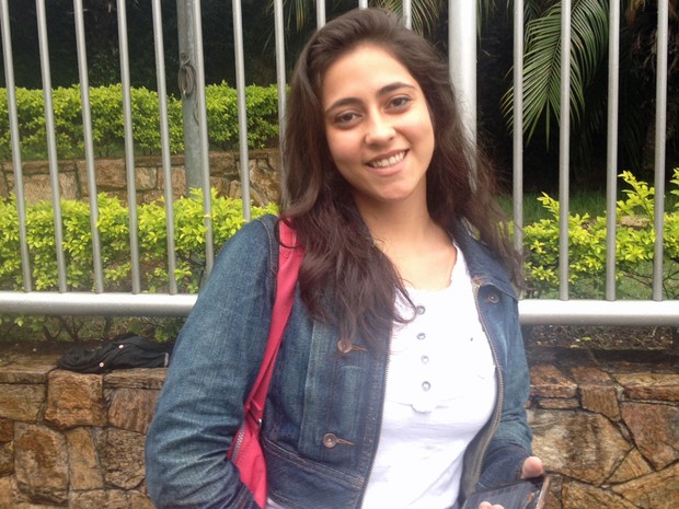 Nathalia Souza foi a primeira a sair da prova na Uninove Barra Funda (Foto: Lívia Machado/G1)