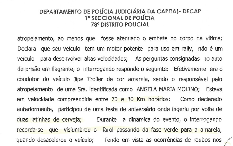 Em depoimento à polícia, Raphael Wright disse que tinha bebido duas latinhas de cerveja e estava a cerca de 80km/h (Foto: Divulgação/Átila Machado)