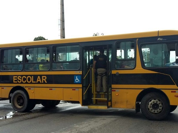 Segundo a PRF, coletivo realizava transporte irregular de pessoas (Foto: Divulgação/PRF)