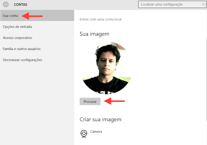 Alterando a foto de uma conta do Windows 10 (Foto: Reprodução/Marvin Costa)