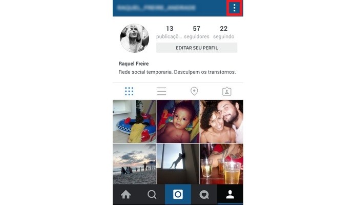 Menu Opções do Instagram em destaque (Foto: Reprodução/ Raquel Freire)