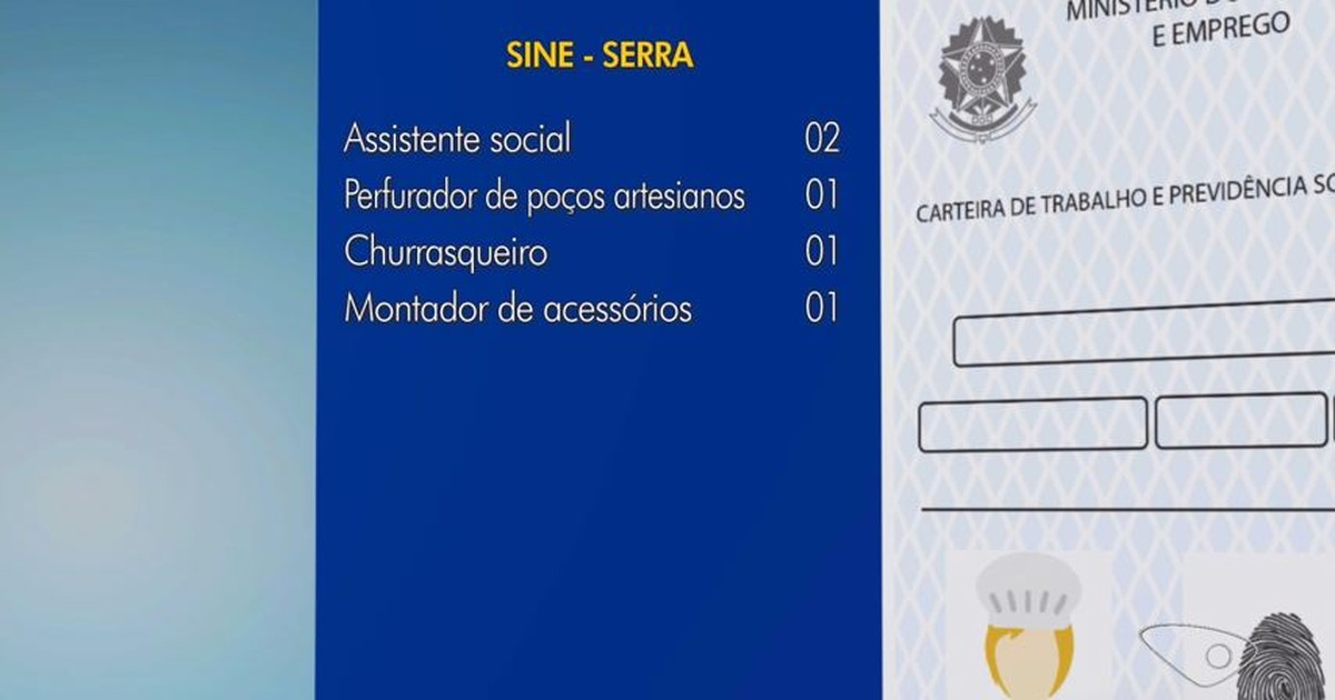 G1 Sine Da Serra Oferece 19 Vagas De Emprego No Es Notícias Em Concursos E Emprego 9201