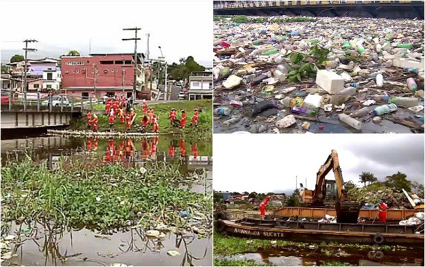 Amazonas TV mostra o descarte irregular de lixo nos igarapés de Manaus (Foto: Amazonas TV)