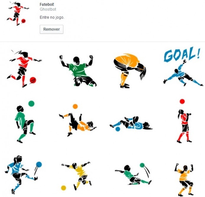 Com animações bem simples, a coleção Futebol! traz imagens que emocionam todo torcedor deste esporte (Foto: Reprodução/Loja de Figurinhas/Facebook).