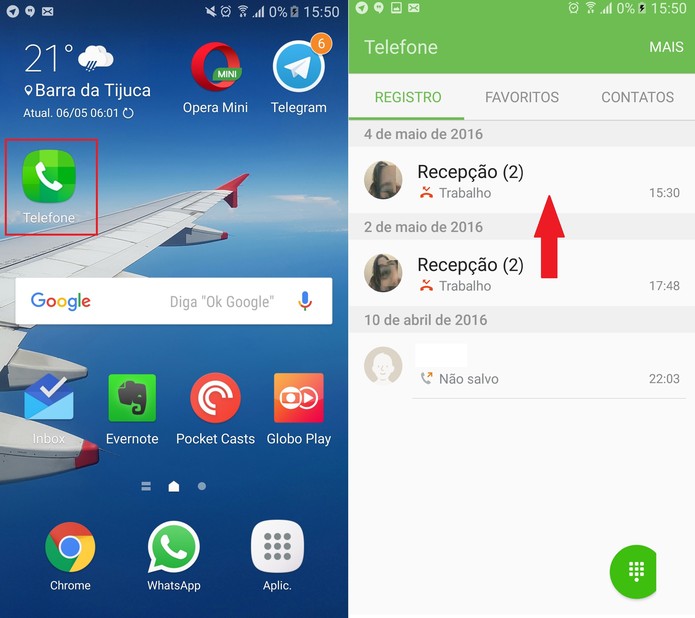 Vá até o discador do celular e clique no telefone ou chamada que deseja bloquear (Foto: Reprodução/Caio Bersot) Vá até o discador do celular e clique no telefone ou chamada que deseja bloquear (Foto: Reprodução/Caio Bersot)