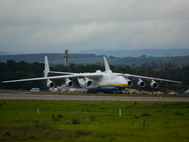 Avião veio dos Estados Unidos direto para Campinas (Foto: Roberta Steganha/ G1)