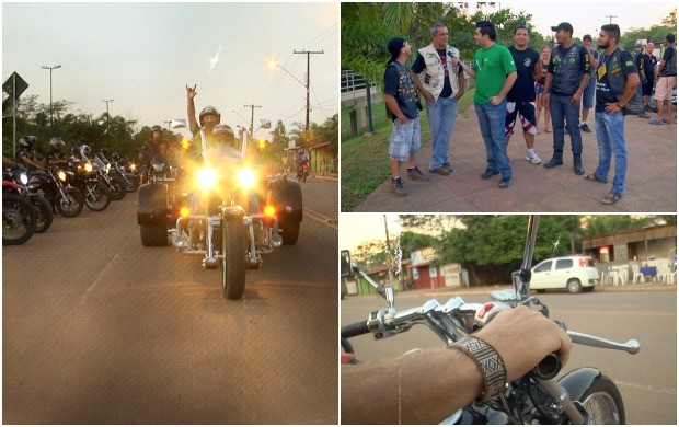 Bruno bate-papo com integrantes do motoclube 'Gaviões da Amazônia' (Foto: Zappeando)