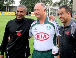 Cristóvão, Felipão e Daniel Freitas no encontro do treino de Vasco e Palmeiras (Foto: Gustavo Rotstein / Globoesporte.com)