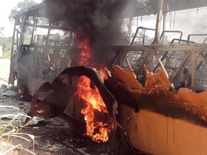 Ônibus ficaram completamente destruídos (Foto: Glaydson Castro / TV Liberal)