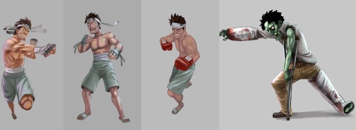 Artes conceituais de Jack Punch e de um zumbi no jogo (Foto: Divulgação)