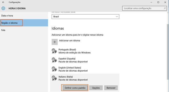 Ative o Italiano como idioma padrão do sistema (Foto: Reprodução/Barbara Mannara)