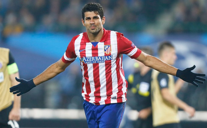 Diego Costa Comemoração Austria Vienna x Atletico Madrid Liga dos Campeões (Foto: Reuters)