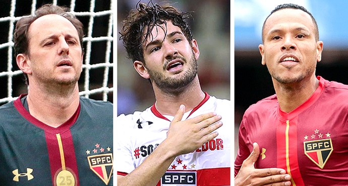 Montagem São Paulo Rogério Ceni, Alexandre Pato e Luis Fabiano (Foto: Editoria de arte)