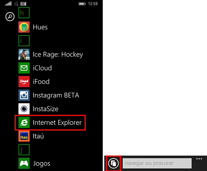 Windows Phone pode ter abas do computador abertas no Internet Explorer de forma rápida (Foto: Reprodução/Elson de Souza)
