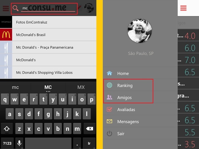 Destaques para as alternativas do app na localização da empresa que será avaliada (Foto: Reprodução/Raquel Freire)