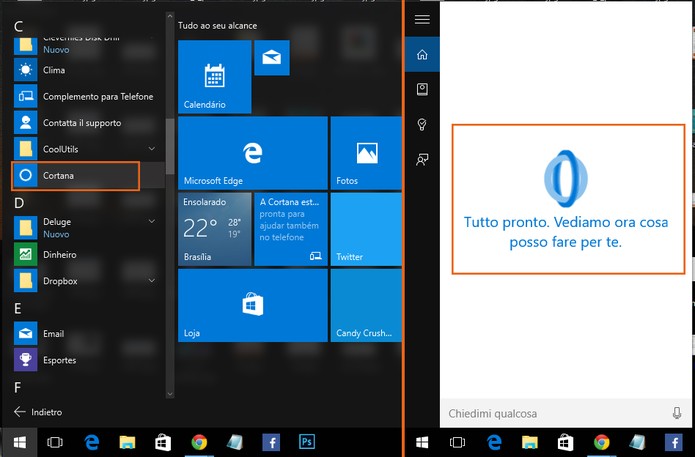 Encontre o item de Cortana dentre os aplicativos e faça suas configurações (Foto: Reprodução/Barbara Mannara)