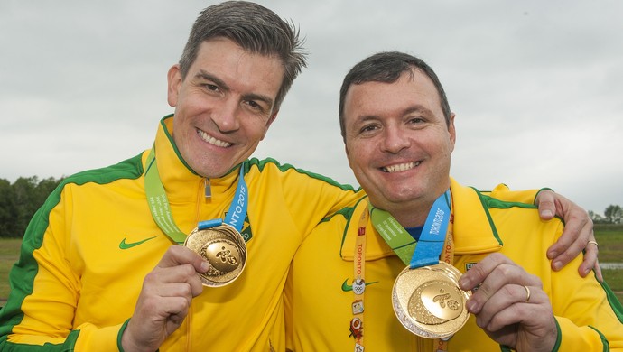 Cássio Rippel e Julio Almeida ouro no tiro Pan-Americano (Foto: Warren Toda/EFE)