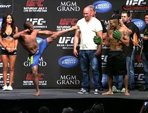 mike easton e ivan menjivar pesagem UFC Las Vegas (Foto: Reprodução / Sportv)