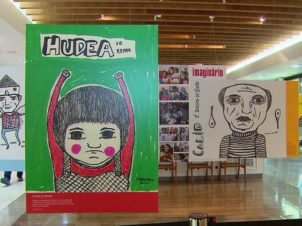 Desenhos feitos por pernambucana de 10 anos foram inspirados em cenas reais dos refugiados sírios (Foto: Reprodução/TV Globo) Desenhos feitos por pernambucana de 10 anos foram inspirados em cenas reais dos refugiados sírios (Foto: Reprodução/TV Globo)