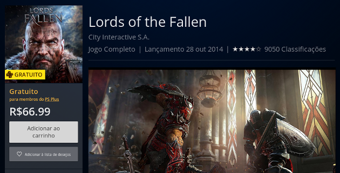 Página de Lords of the Fallen na PS Store (Foto: Reprodução/André Mello)
