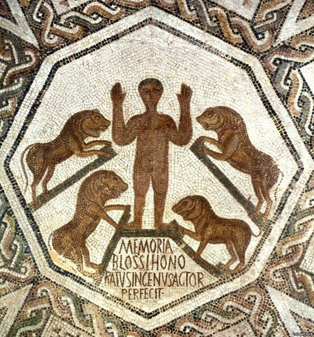  Detalhe de um mosaico mostrando a história bíblica de Daniel na cova dos leões  (Foto: Thinkstock)