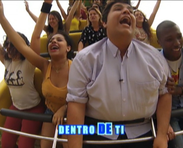 Fãs de Skank cantam música em montanha-russa (Foto: TV Globo)