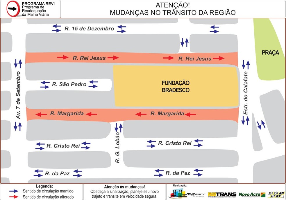 RBTras diz que analisou fluxo do trânsito e número de acidentes para modificar sentido de ruas no bairro Nova Esperança, em Rio Branco (Foto: Ascom/Prefeitura de Rio Branco )