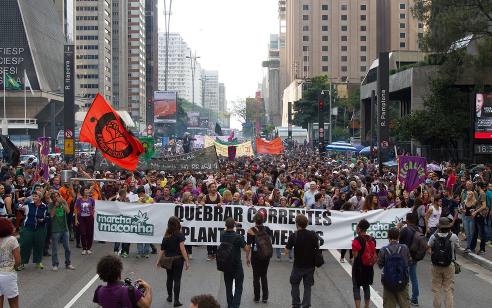 Marcha da Maconha seguiu pela Paulista (Foto: Kevin David/A7 Press/Estadão Conteúdo)