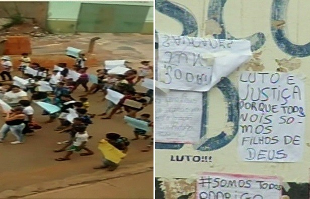 Corpo de menino morto após rixa entre traficantes é enterrado em Goiás (Foto: Reprodução/TV Anhanguera)