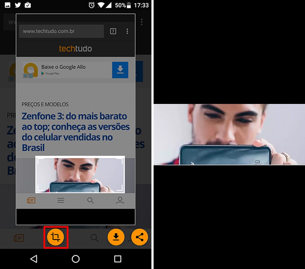 Usuário pode recortar o print da tela do Android com o Screenshot Assistant  (Foto: Reprodução/Elson de Souza)